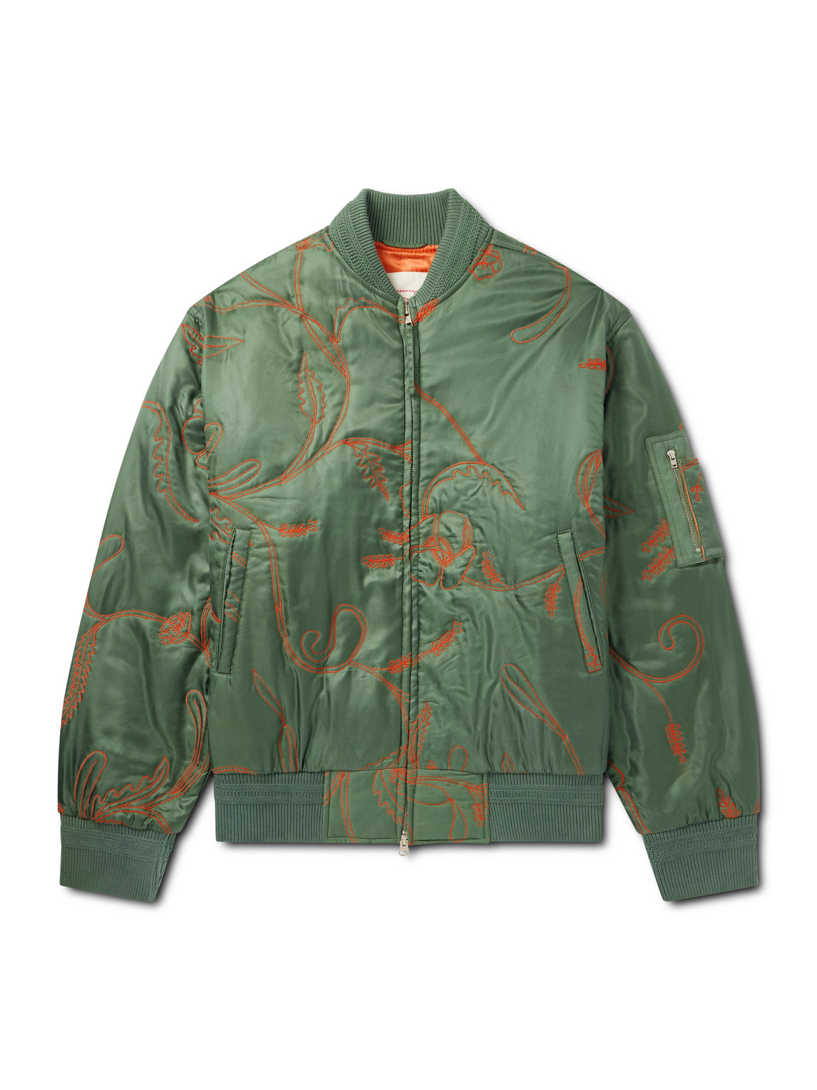 Kardo Max Embroidered Silk-twill Bomber Jacket In Green