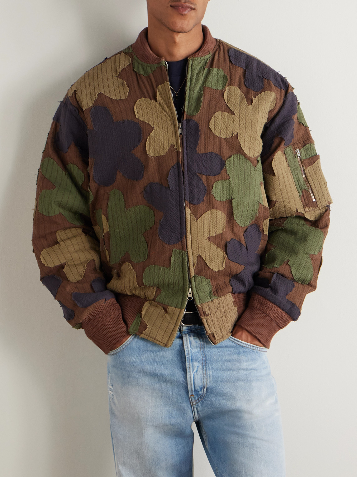  Kardo - Max Embroidered Appliquéd Cotton-seersucker Bomber Jacket - Men - Green - M 