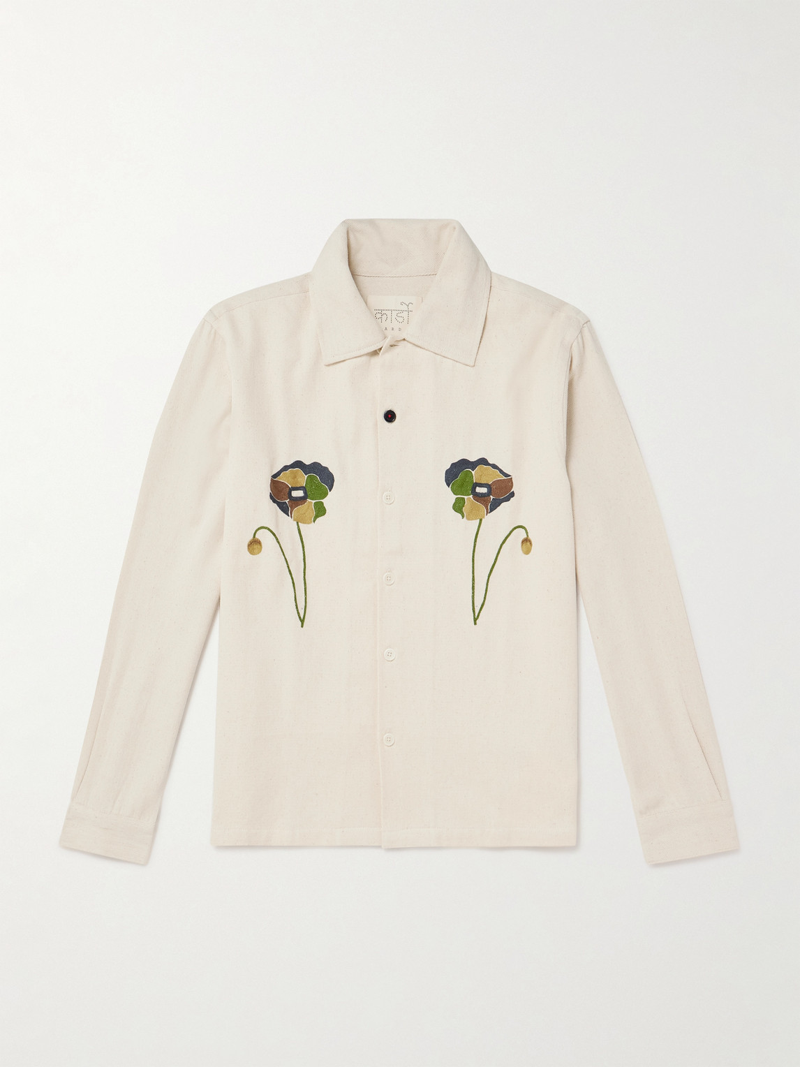 Kardo Martin Embroidered Cotton-twill Shirt In Neutral