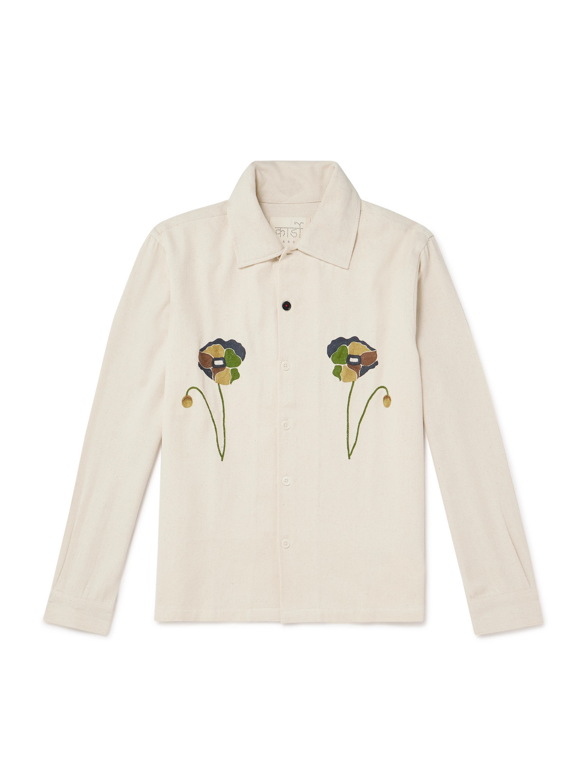 Kardo Martin Embroidered Cotton-twill Shirt In Neutral