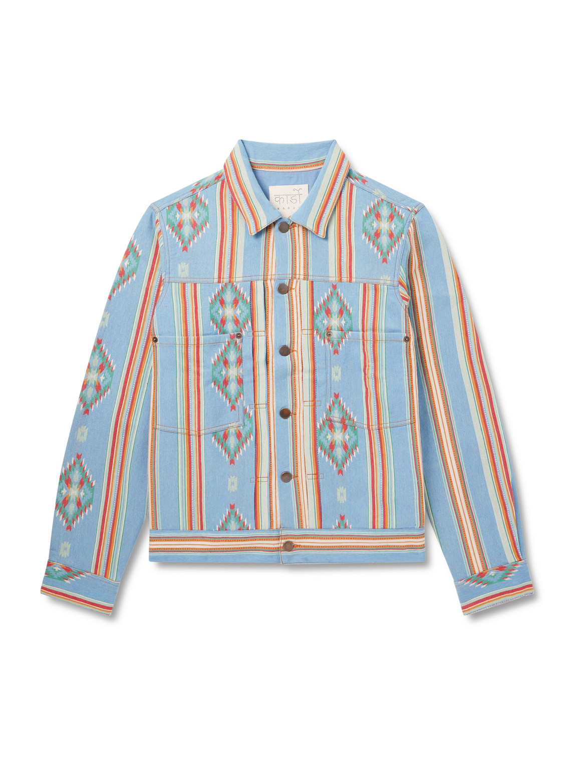 Kardo Marvin Cotton-jacquard Trucker Jacket In Blue