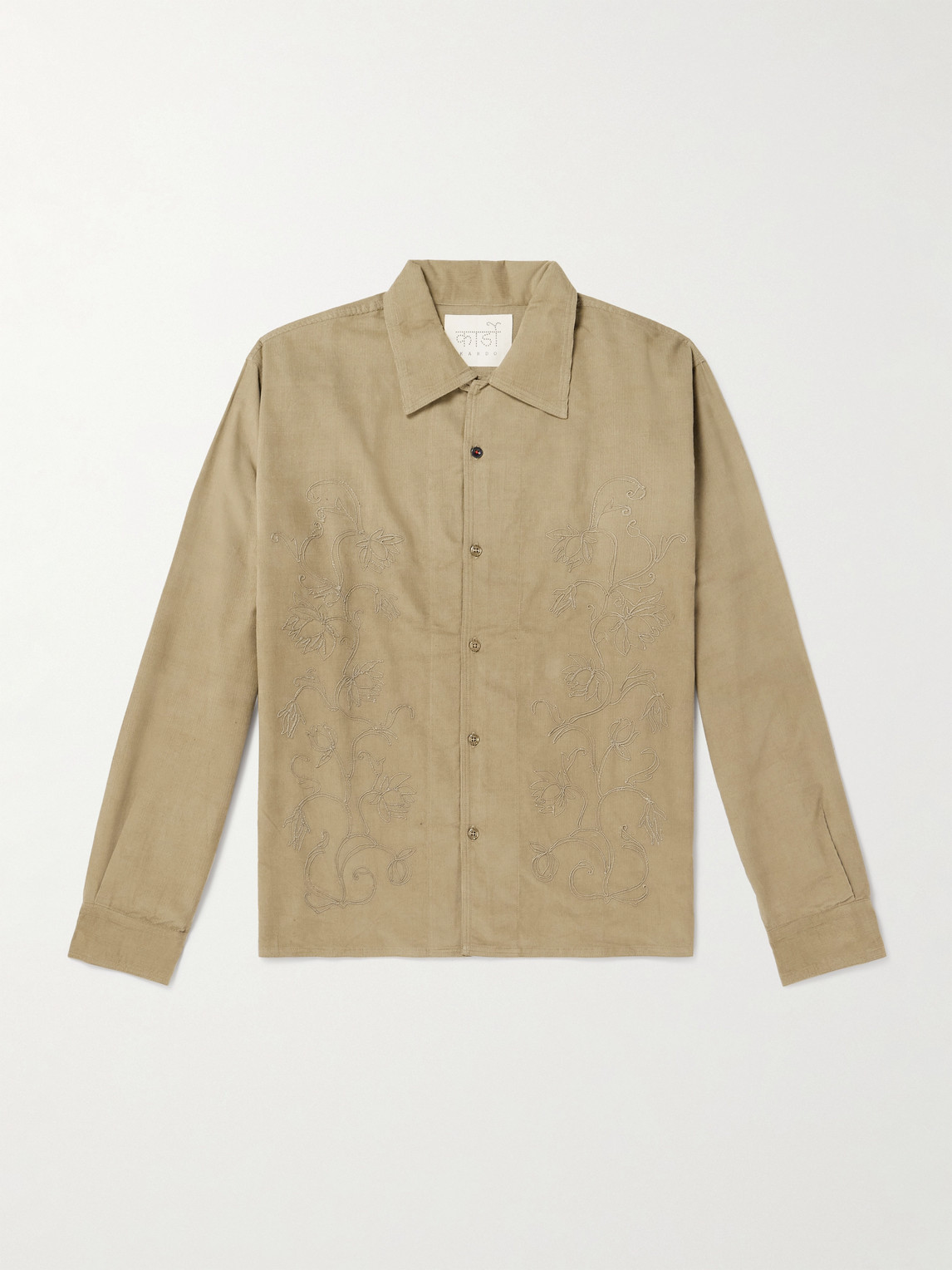 Kardo Chintan Embroidered Cotton Shirt In Brown