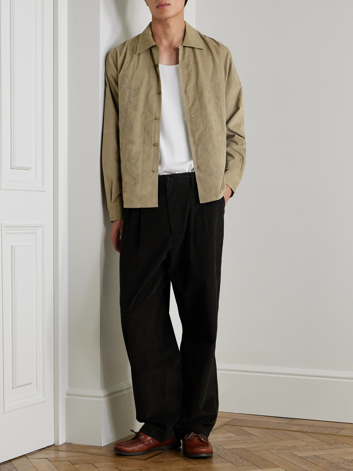 Kardo Chintan Embroidered Cotton Shirt In Brown