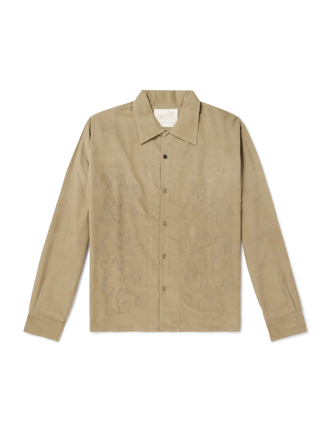 Kardo Chintan Embroidered Cotton Shirt In Brown