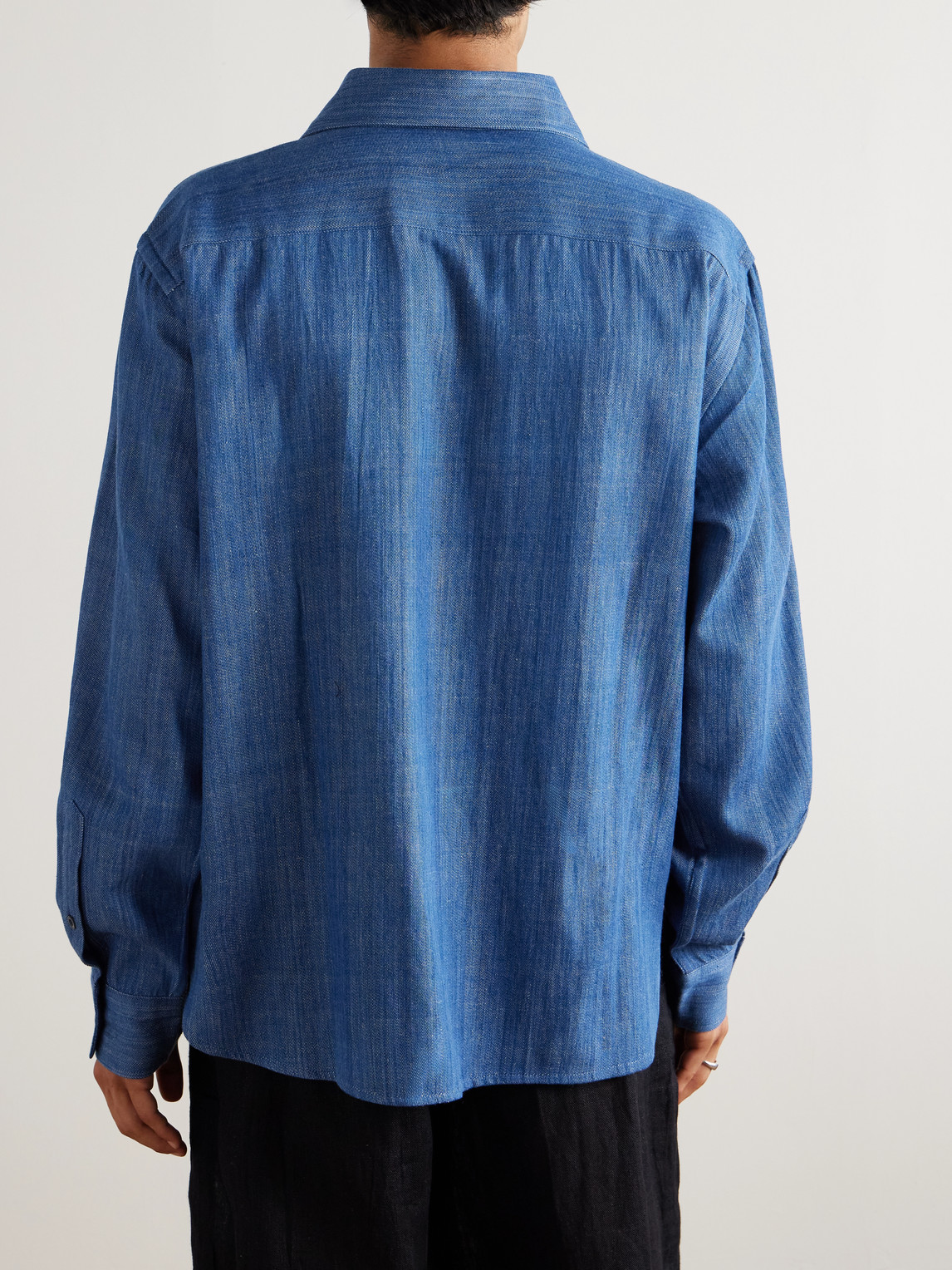  Kardo - Luis Embroidered Cotton-chambray Shirt - Men - Blue - M 