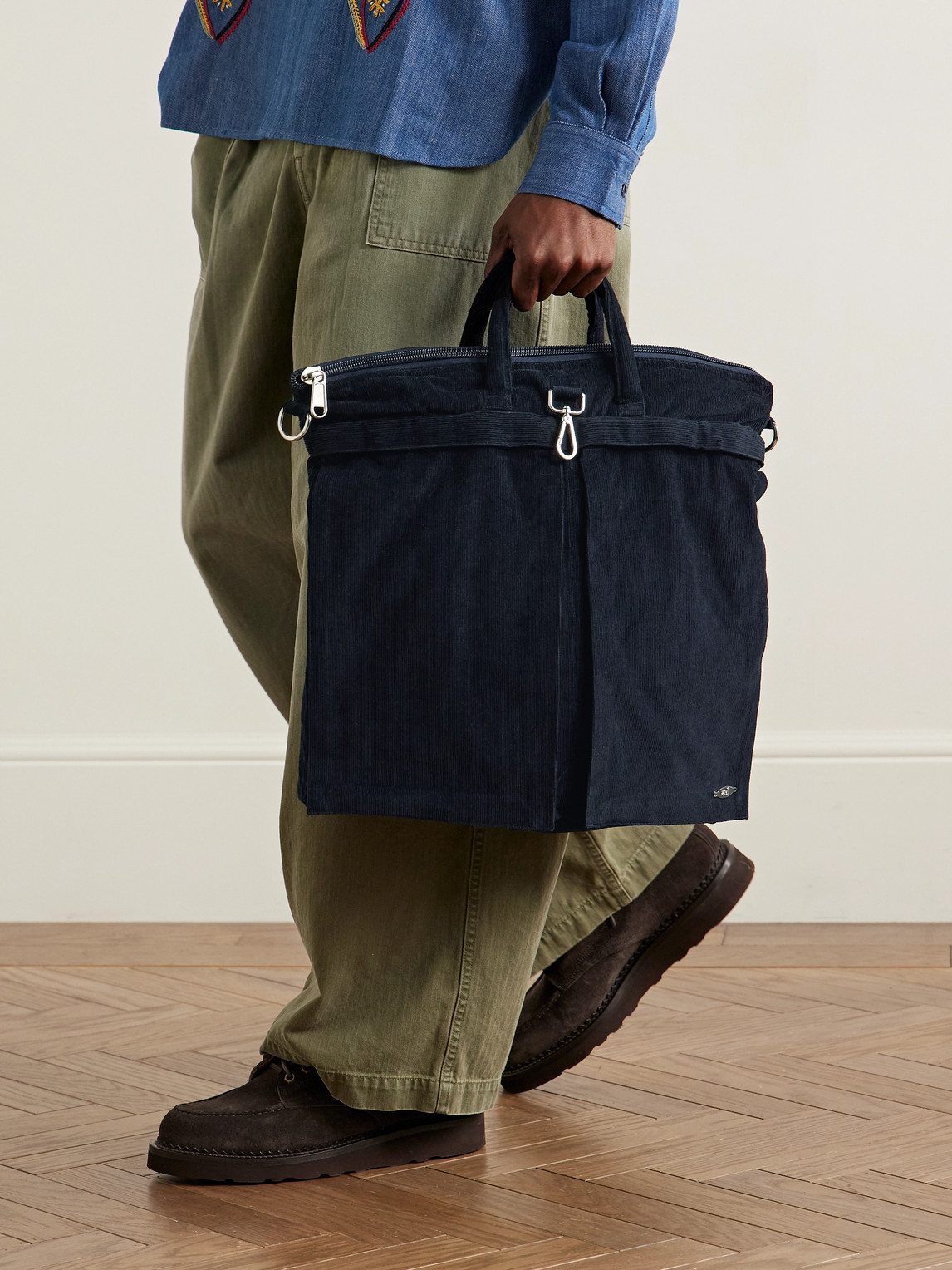 Kardo Organic Cotton-corduroy Tote In Blue