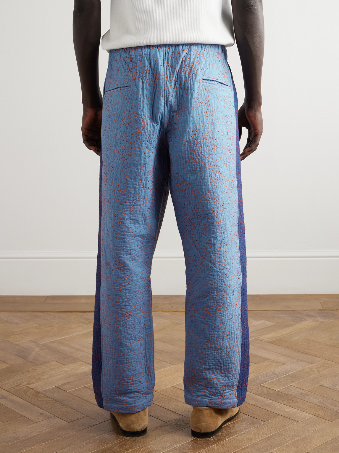  Kardo - Taka Straight-leg Embroidered Cotton Trousers - Men - Blue - S 