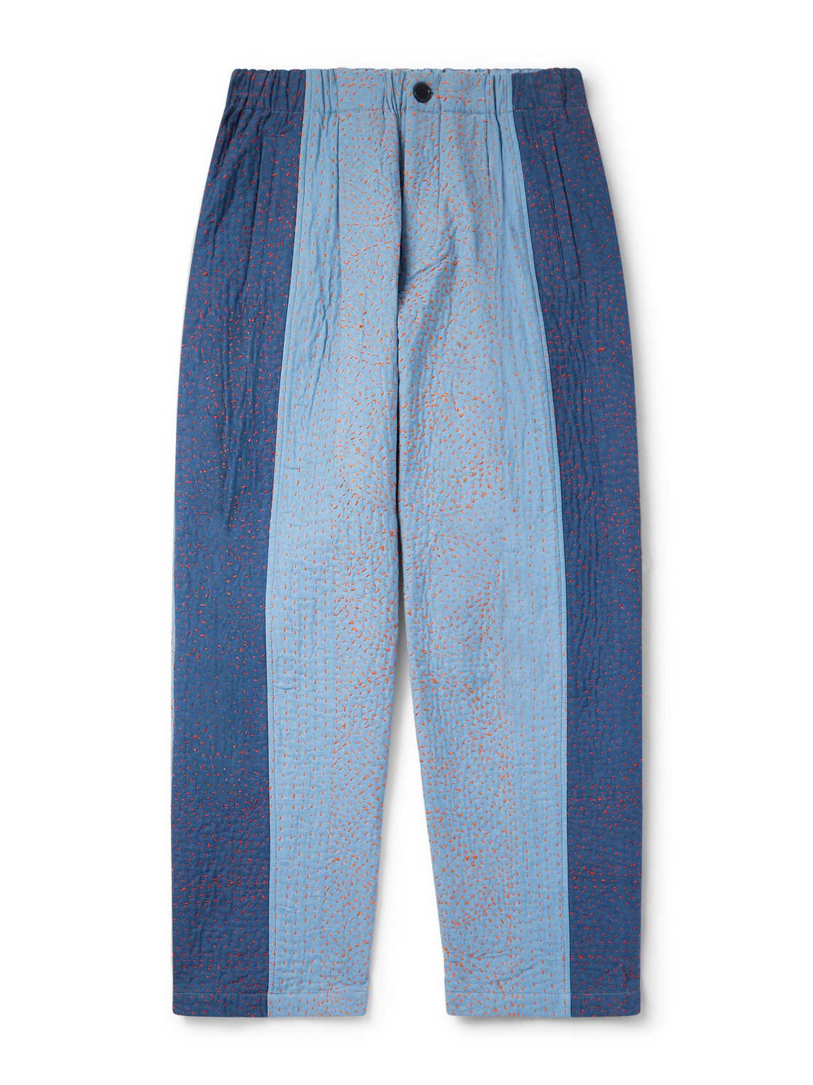 Kardo Taka Straight-leg Embroidered Cotton Trousers In Blue