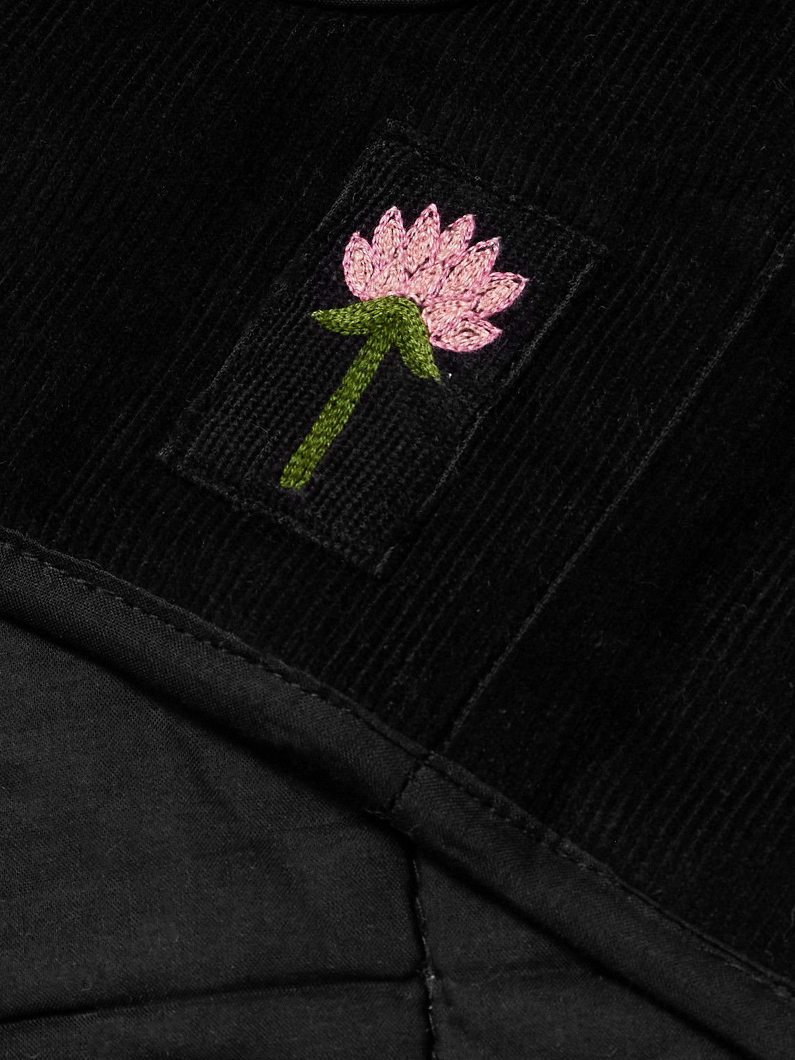 Kardo Chota Embroidered Cotton-corduroy Gilet In Black