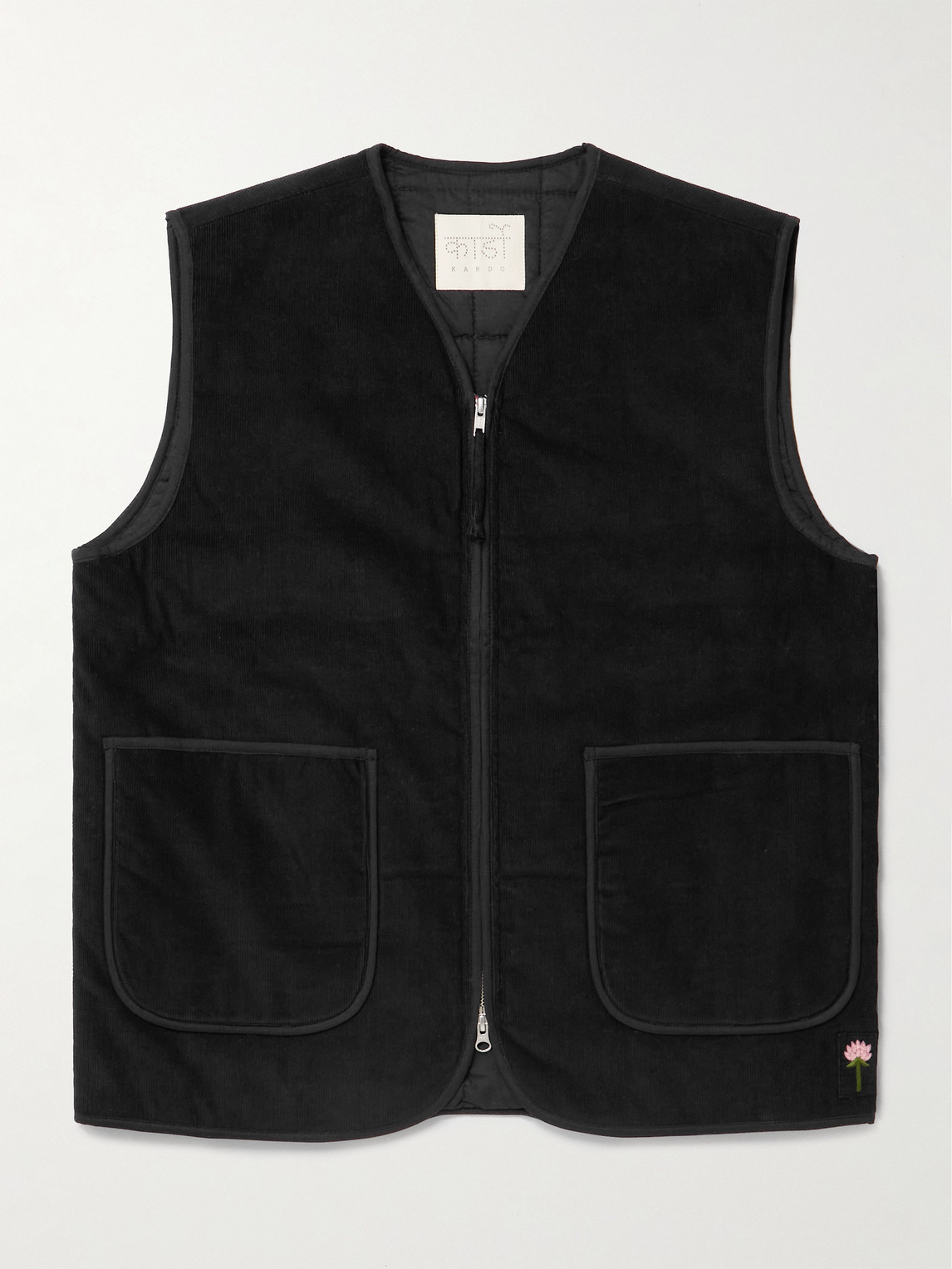 Kardo Chota Embroidered Cotton-corduroy Gilet In Black