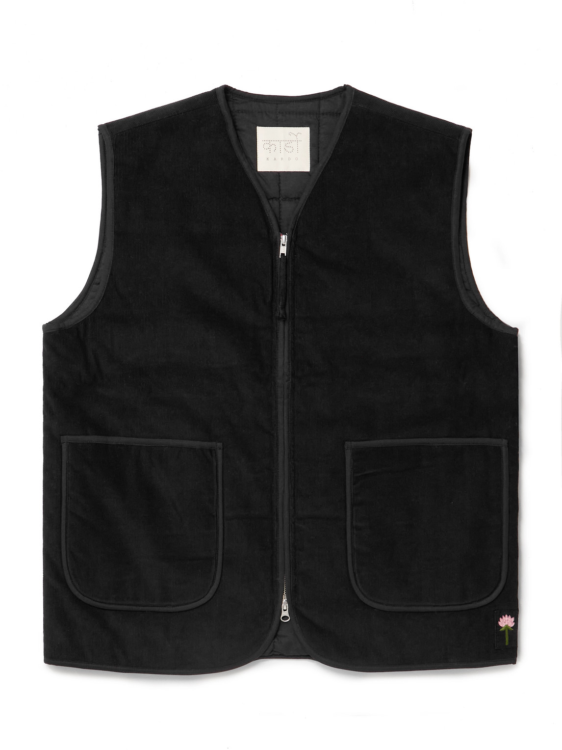 Kardo Chota Embroidered Cotton-corduroy Gilet In Black