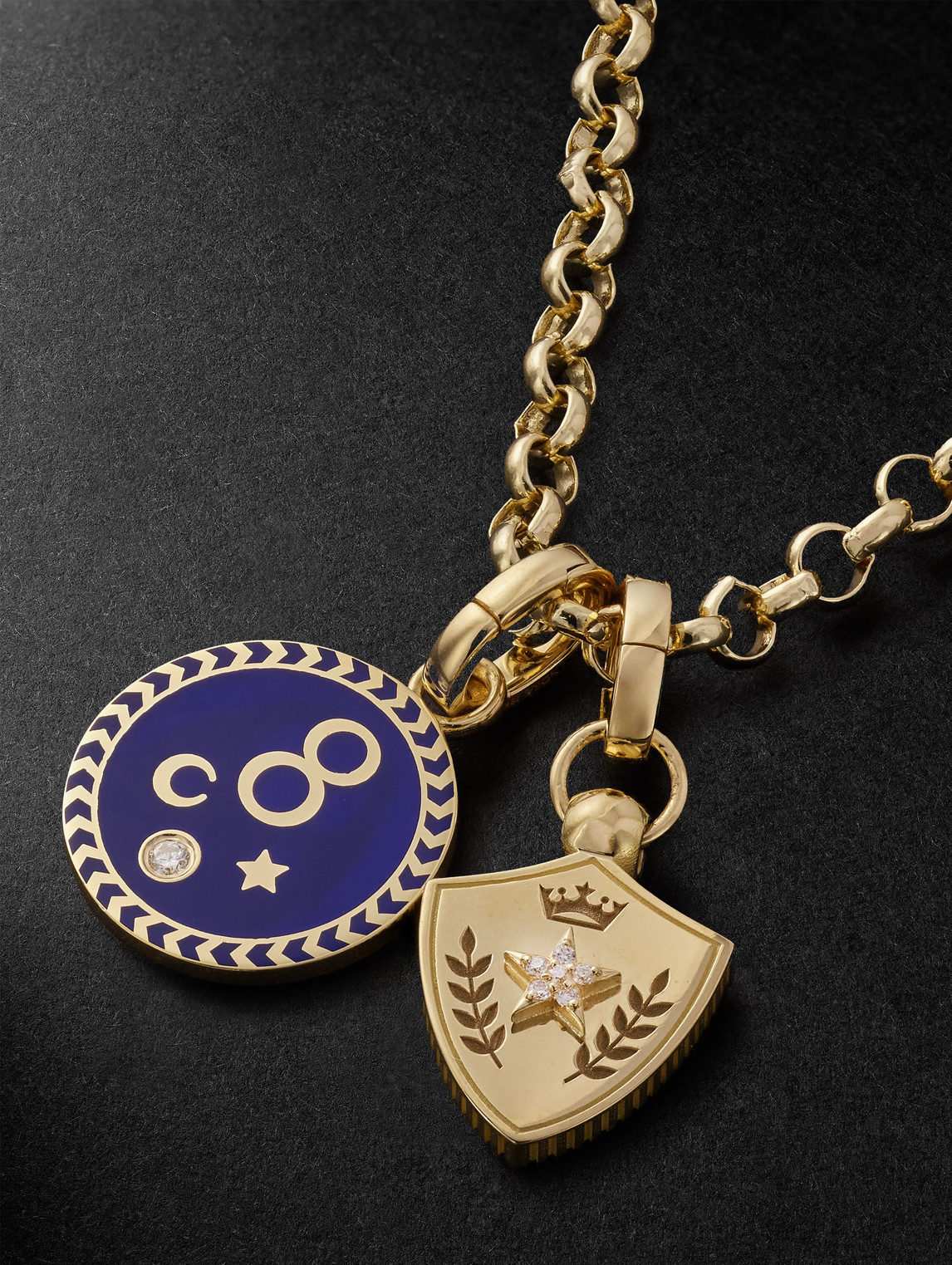  Foundrae - Karma Per Aspera Ad Astra Medium 18-karat Gold, Enamel And Diamond Necklace - Men - Gold 