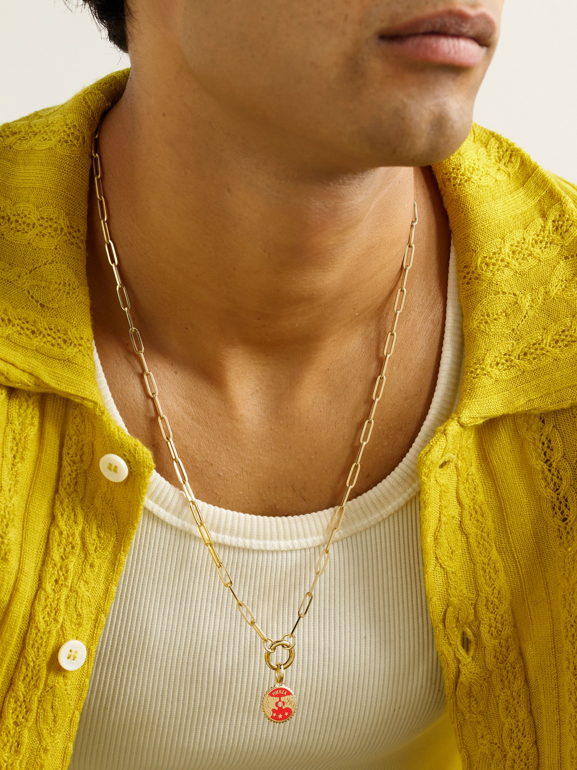 Foundrae Solar, Lunar And Classic Fob Open Clip 18-karat Gold, Enamel Diamond Pendant Necklace In Gold