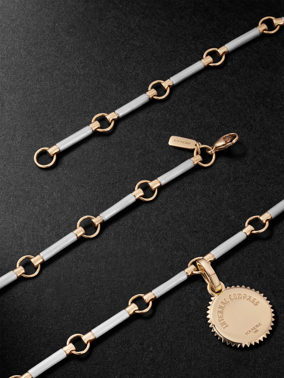 Foundrae Element Internal Compass Rhodium-plated 18-karat White And Yellow Gold Diamond Pendant Necklace In Gold