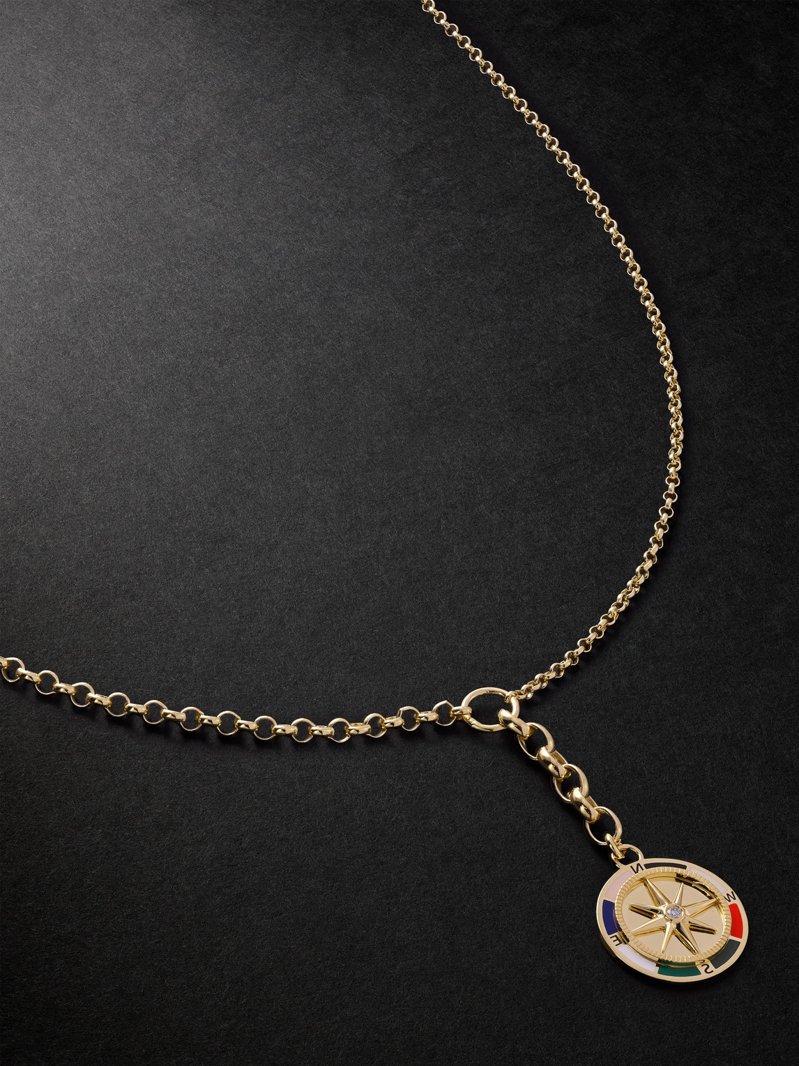 Foundrae Internal Compass 18-karat Gold, Enamel And Diamond Necklace