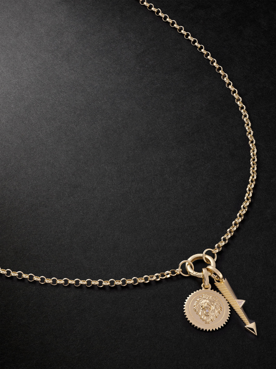 Foundrae Strength And Arrow Medium Belcher 18-karat Gold Diamond Necklace In Burgundy