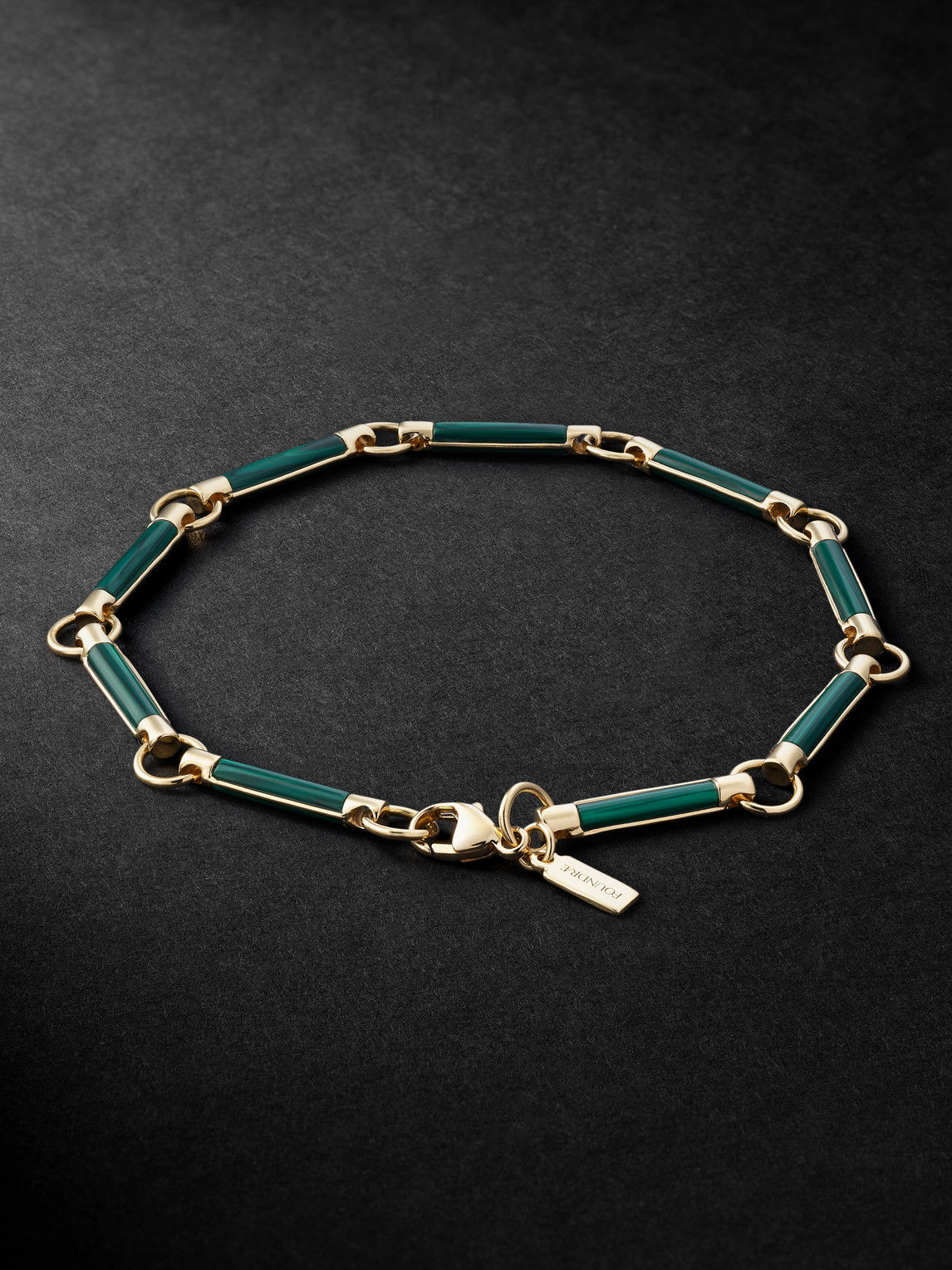 Foundrae 18-karat Gold Malachite Chain Bracelet In Gold