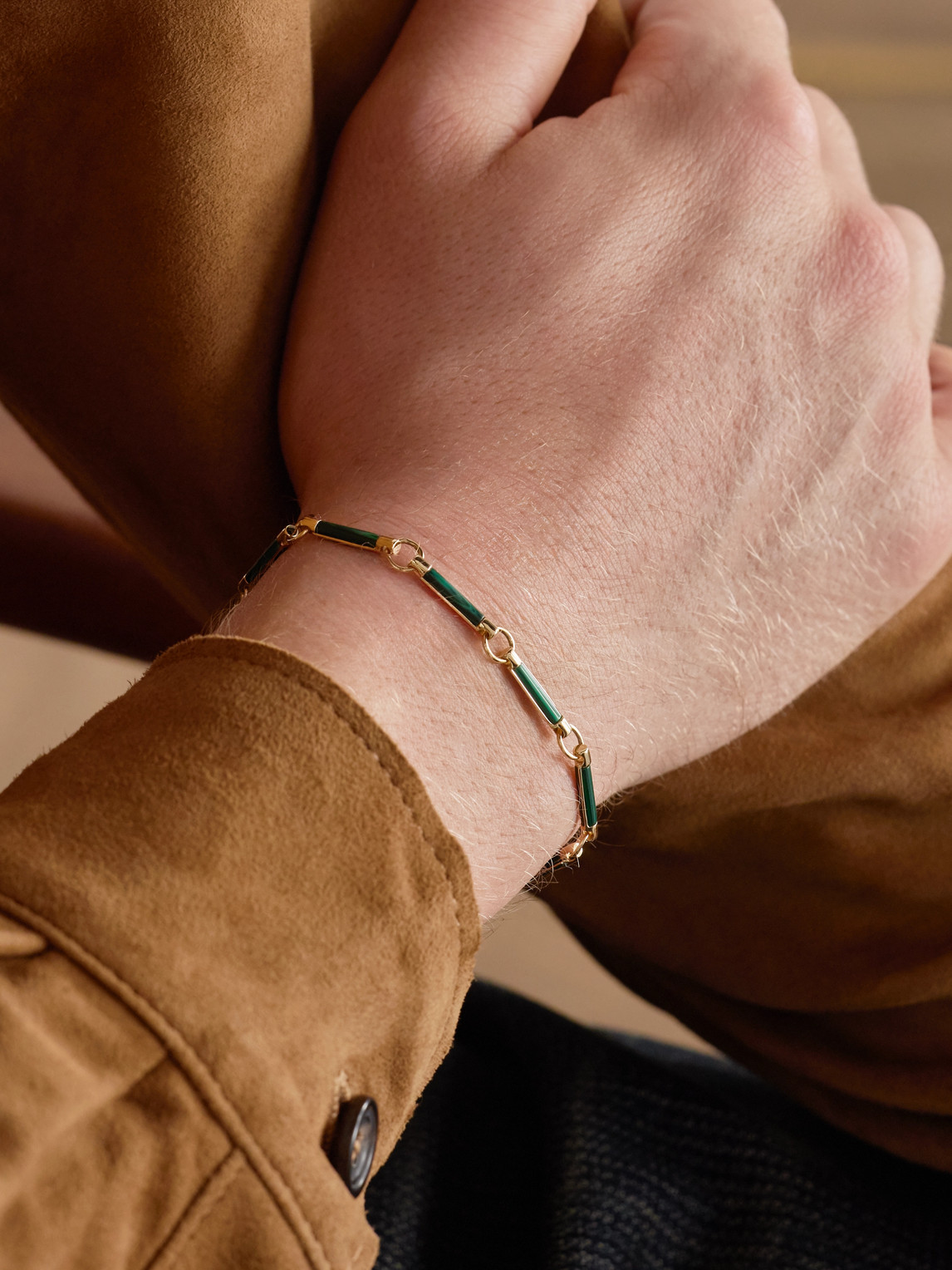 Foundrae 18-karat Gold Malachite Chain Bracelet In Gold