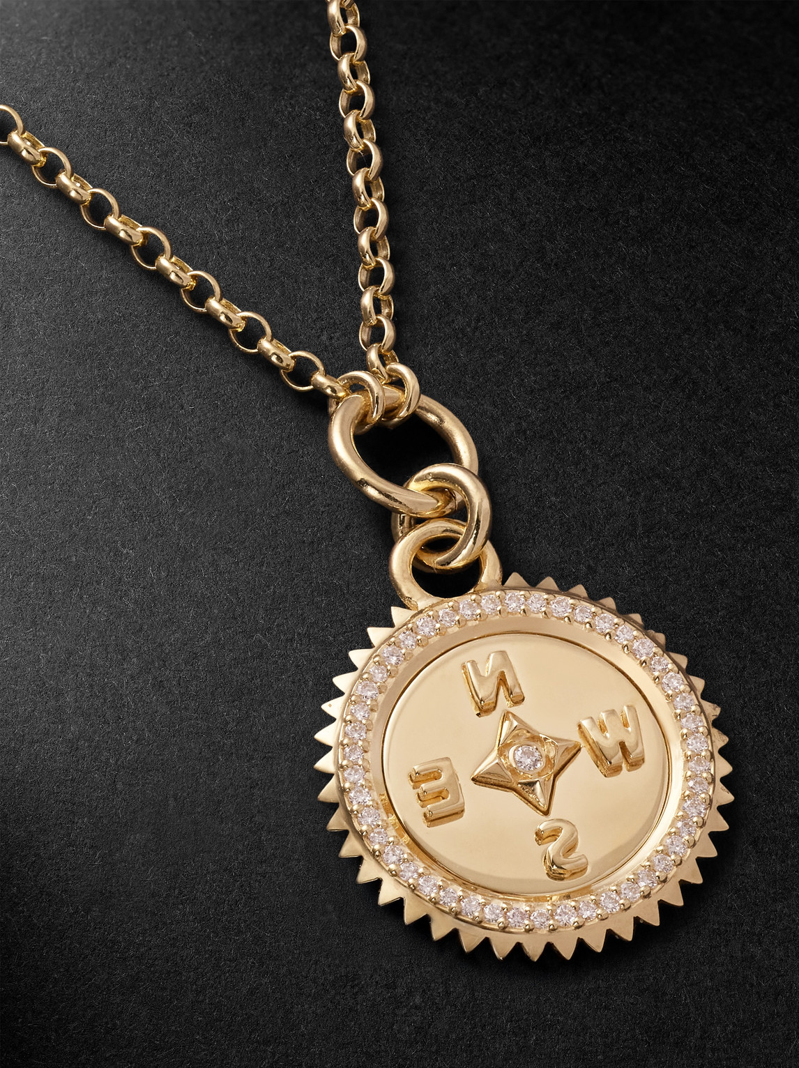 Foundrae Internal Compass 18-karat Gold Diamond Pendant Necklace In Gold