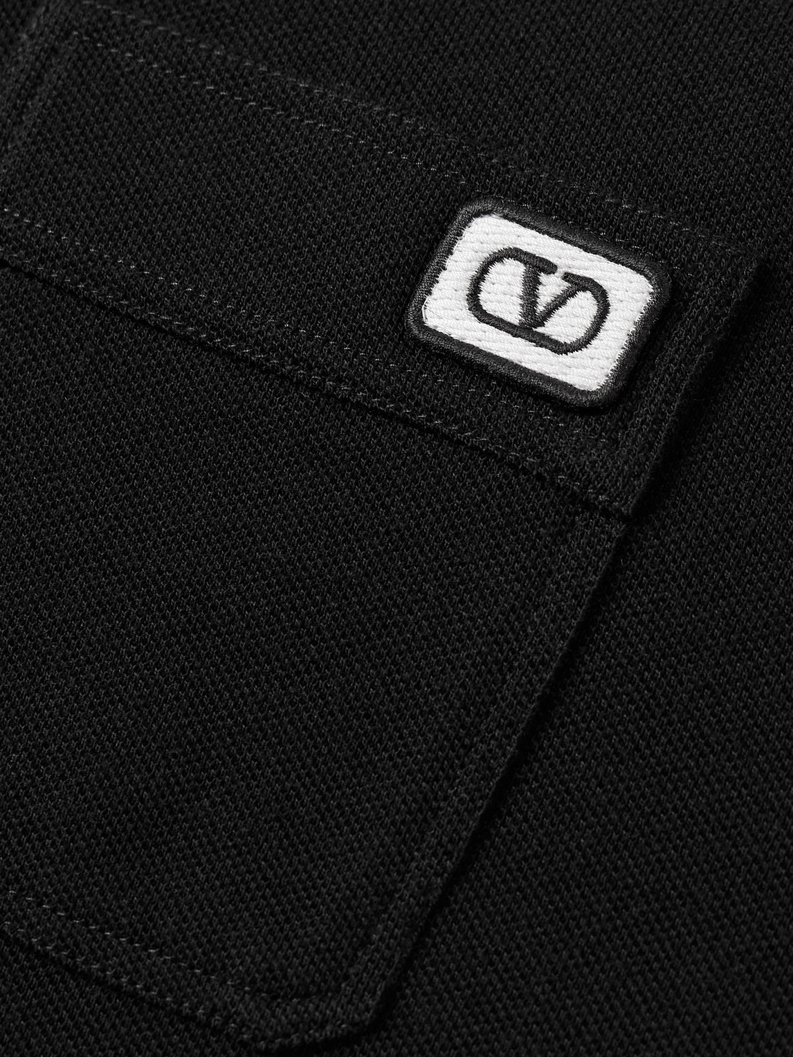 Valentino Vlogo Signature Cotton Polo Shirt In Black