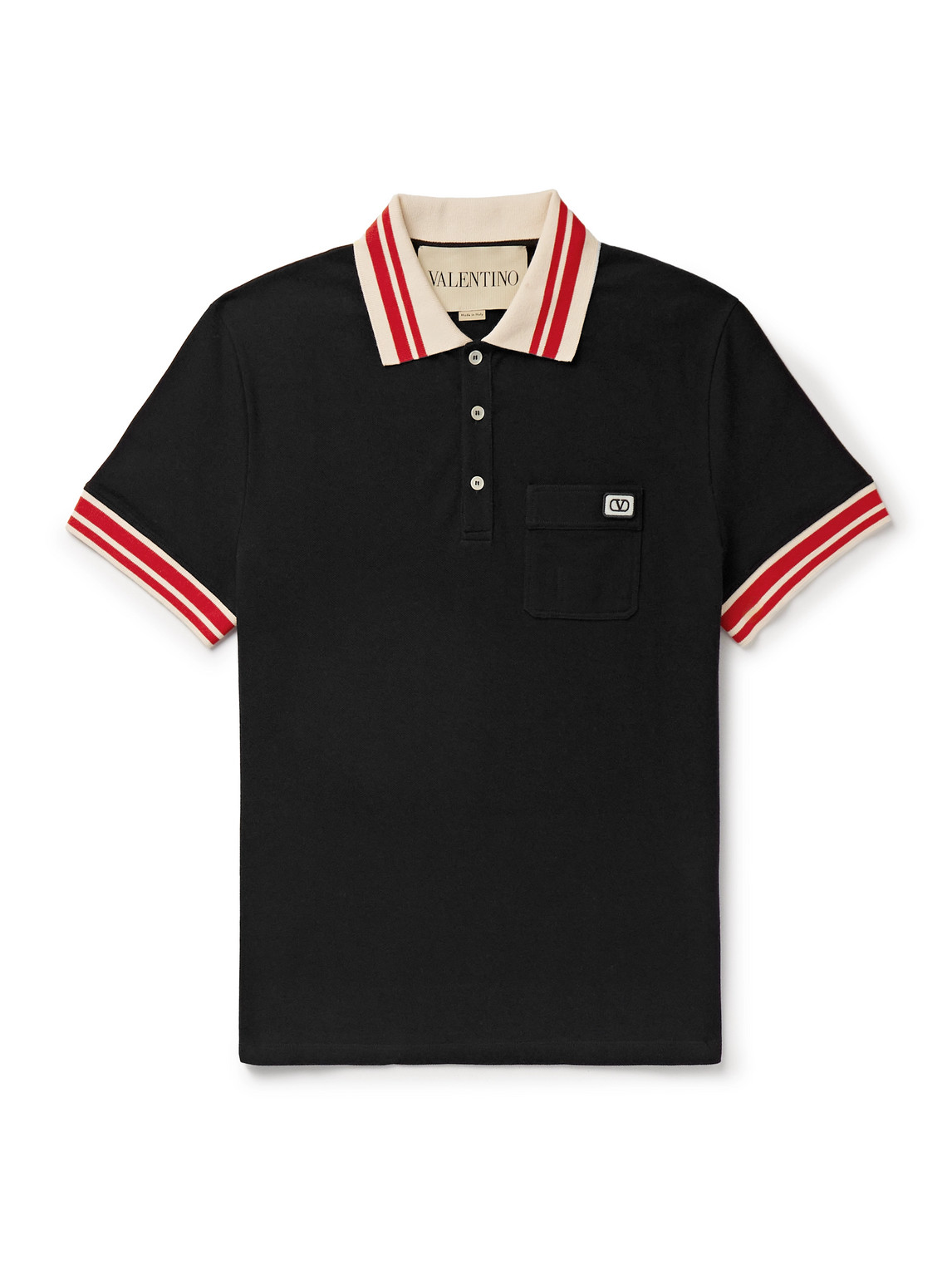 Valentino Vlogo Signature Cotton Polo Shirt In Black