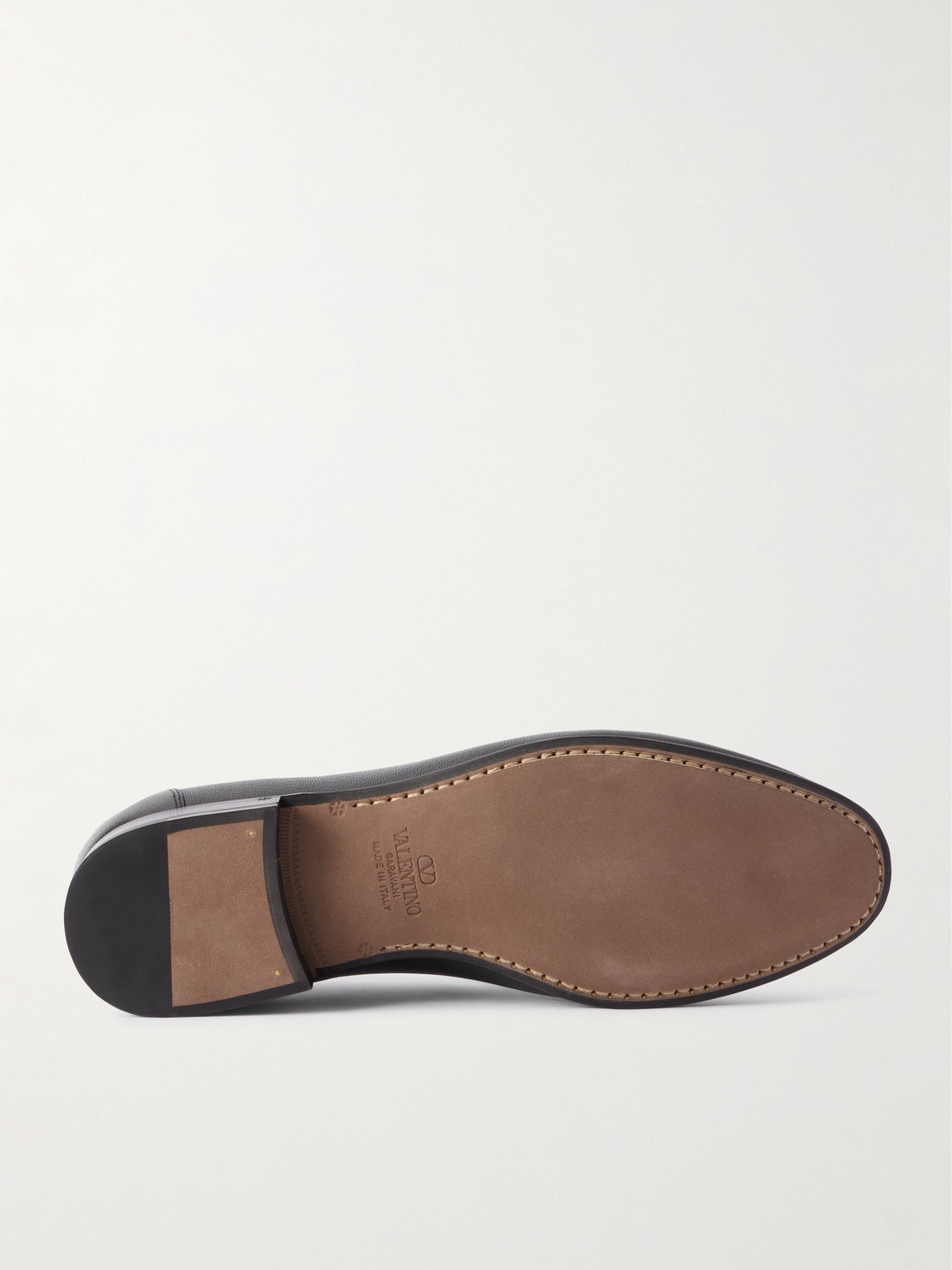 Valentino Logo-embellished Full-grain Leather Loafers