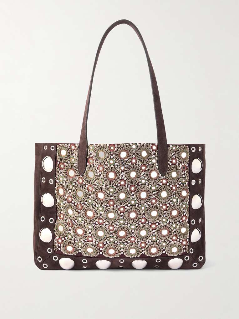 Valentino Garavani — Nellcôte Embelished Suede Tote Bag
