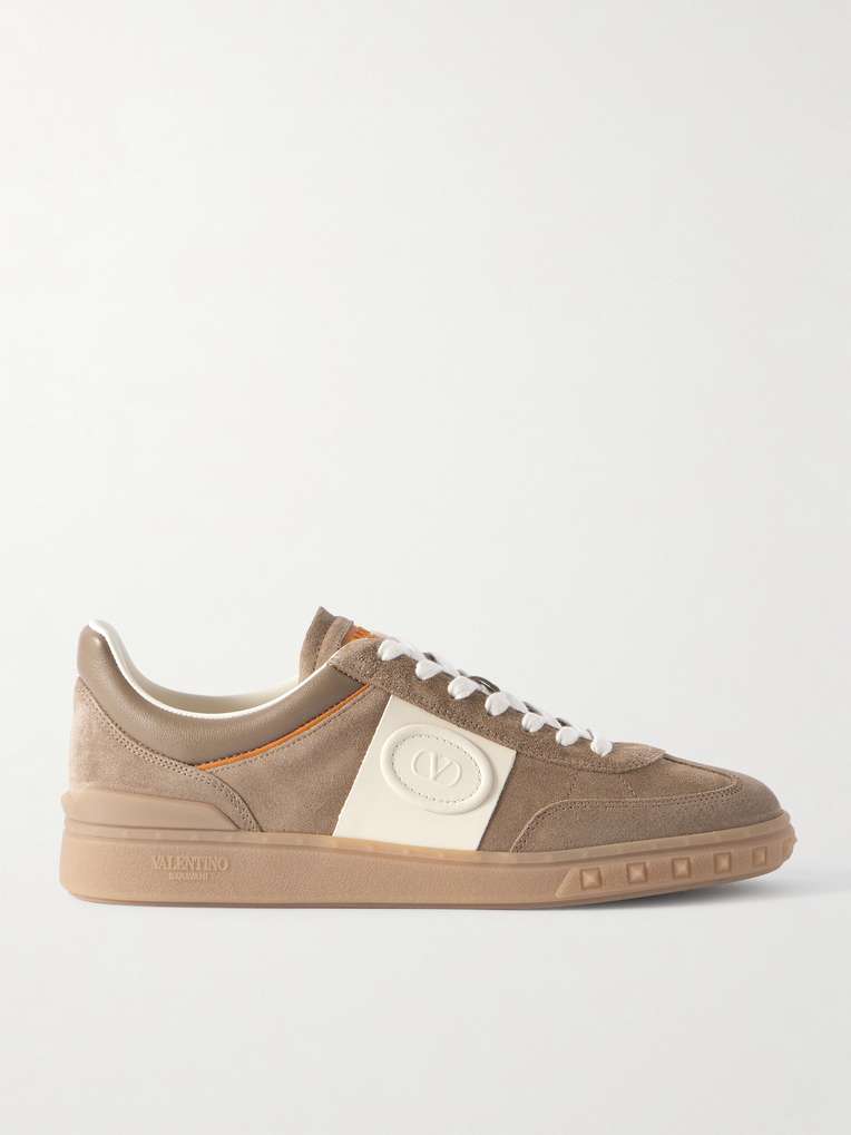 Valentino Garavani — Upvillage Leather-Trimmed Suede Sneakers