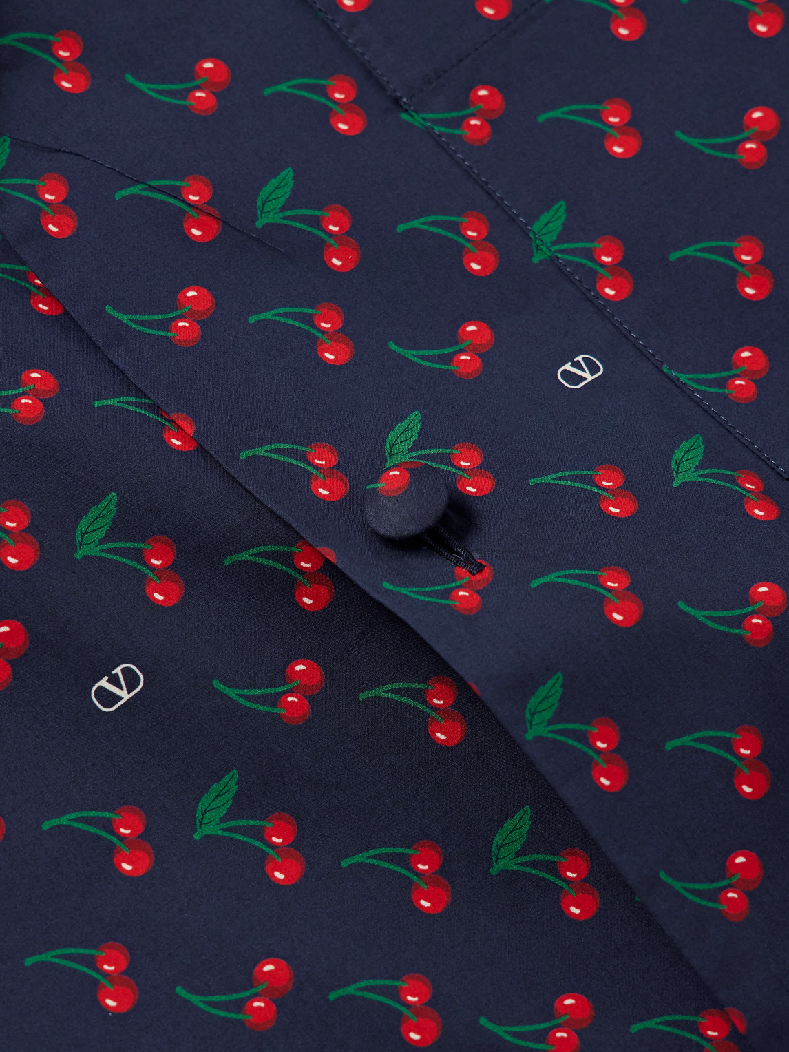 Valentino Garavani Bowling Shirt With Cherryfic Print In Blue