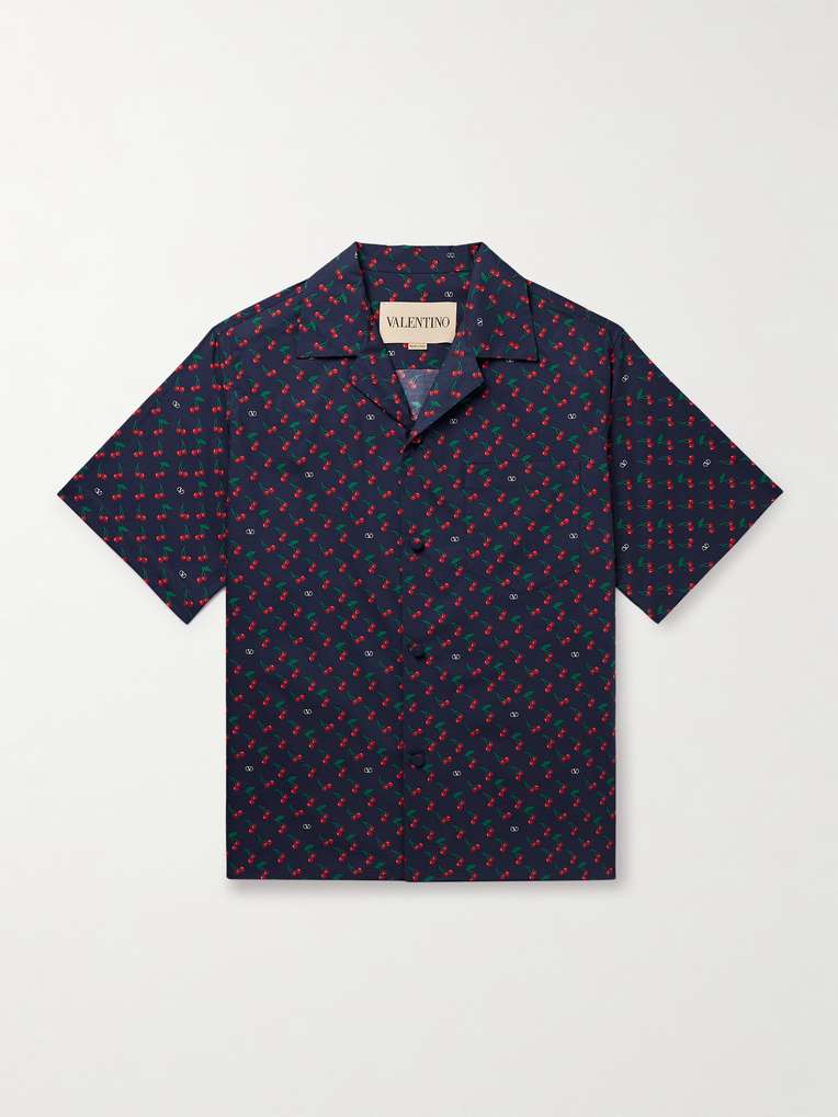 Valentino Garavani — Camp-Collar Printed Cotton-Poplin Shirt