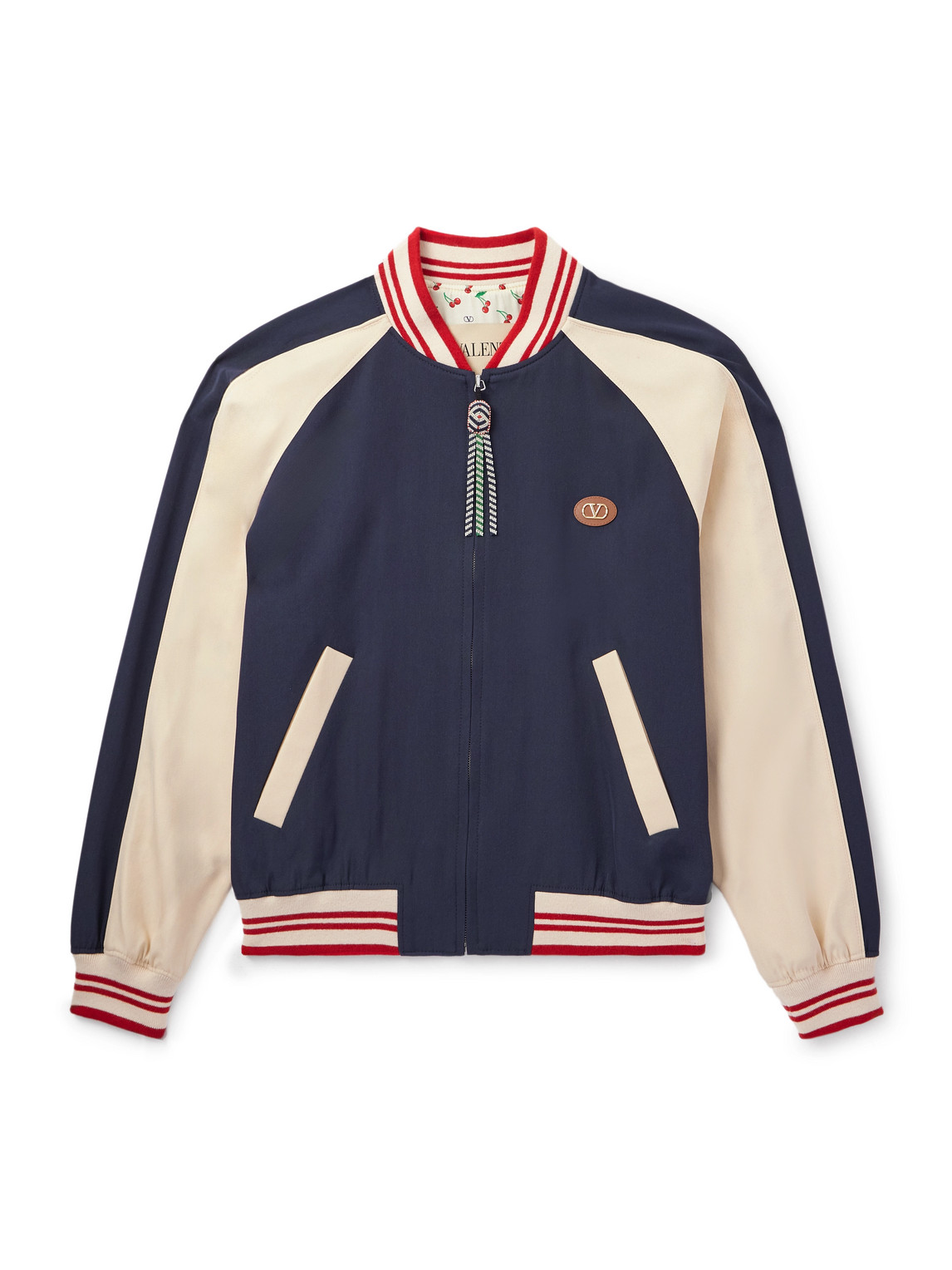 Le Chat De La Maison Logo-Appliquéd Two-Tone Virgin Wool and Cotton-Blend Twill Bomber Jacket