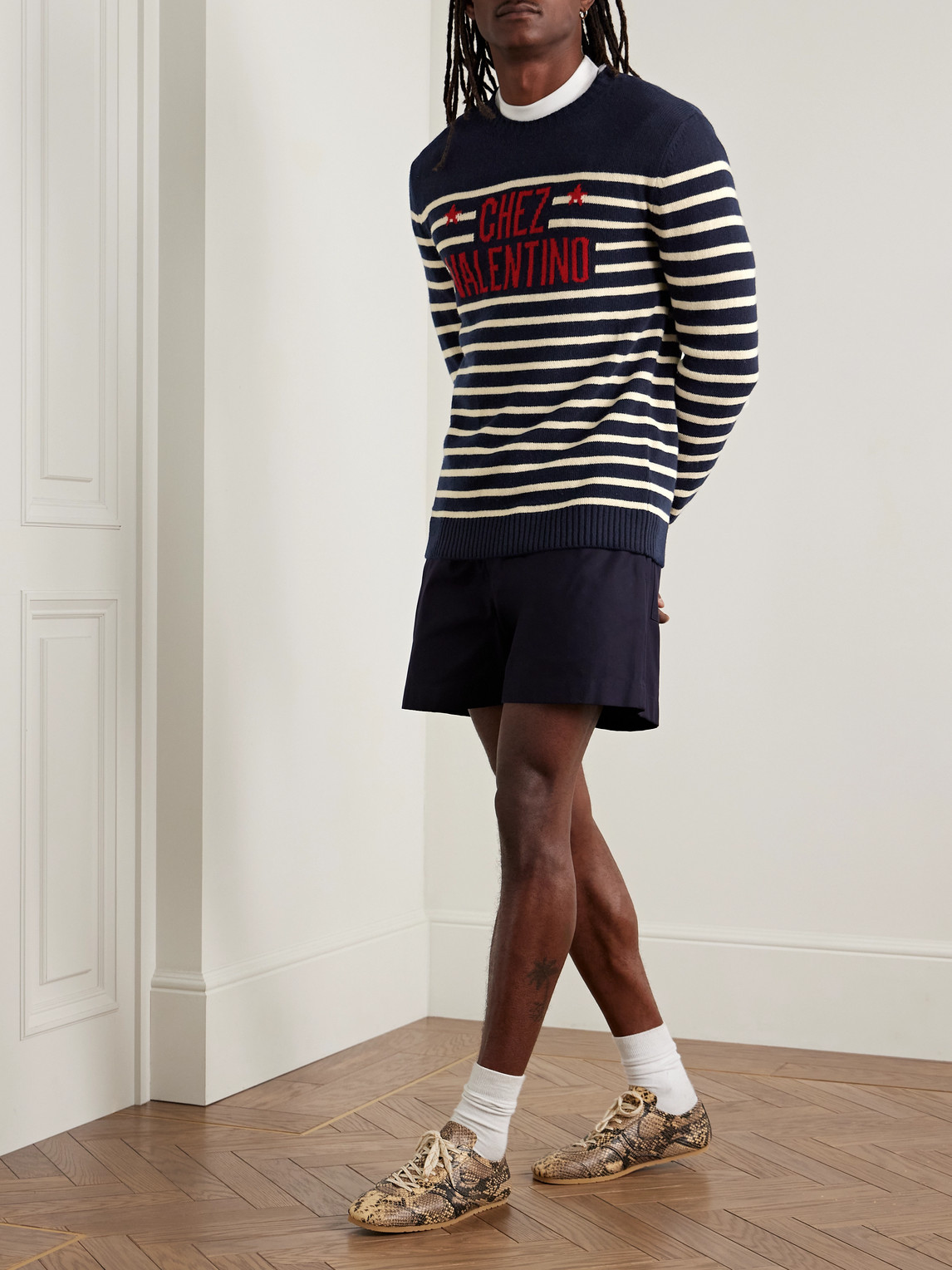 Valentino Garavani Crewneck Sweater With Bold Jacquard Motif In Multi