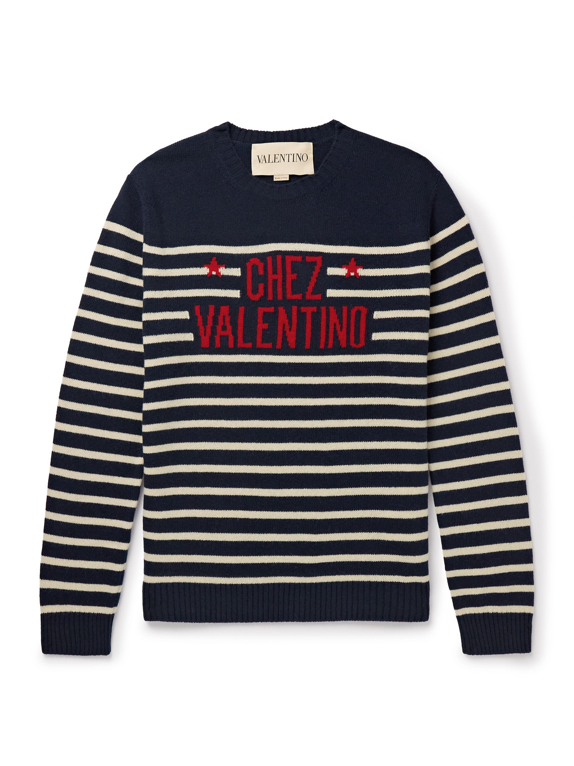Valentino Garavani Crewneck Sweater With Bold Jacquard Motif In Multi