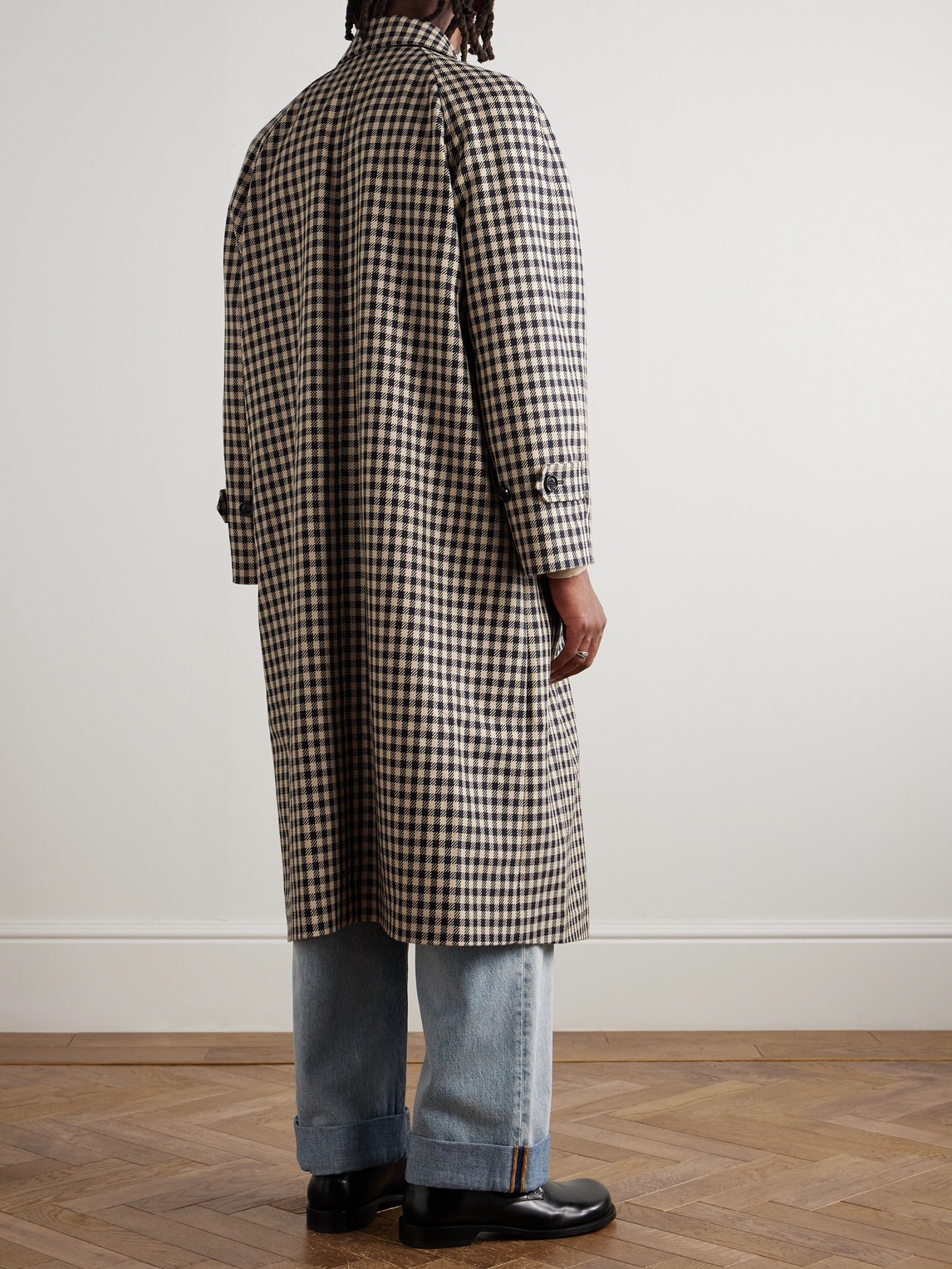 Valentino Gingham Cotton And Wool-blend Coat In Pink