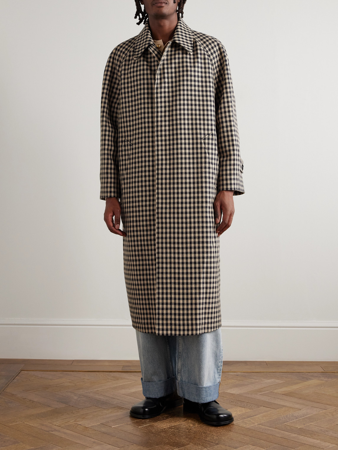 Valentino Gingham Cotton And Wool-blend Coat In Pink