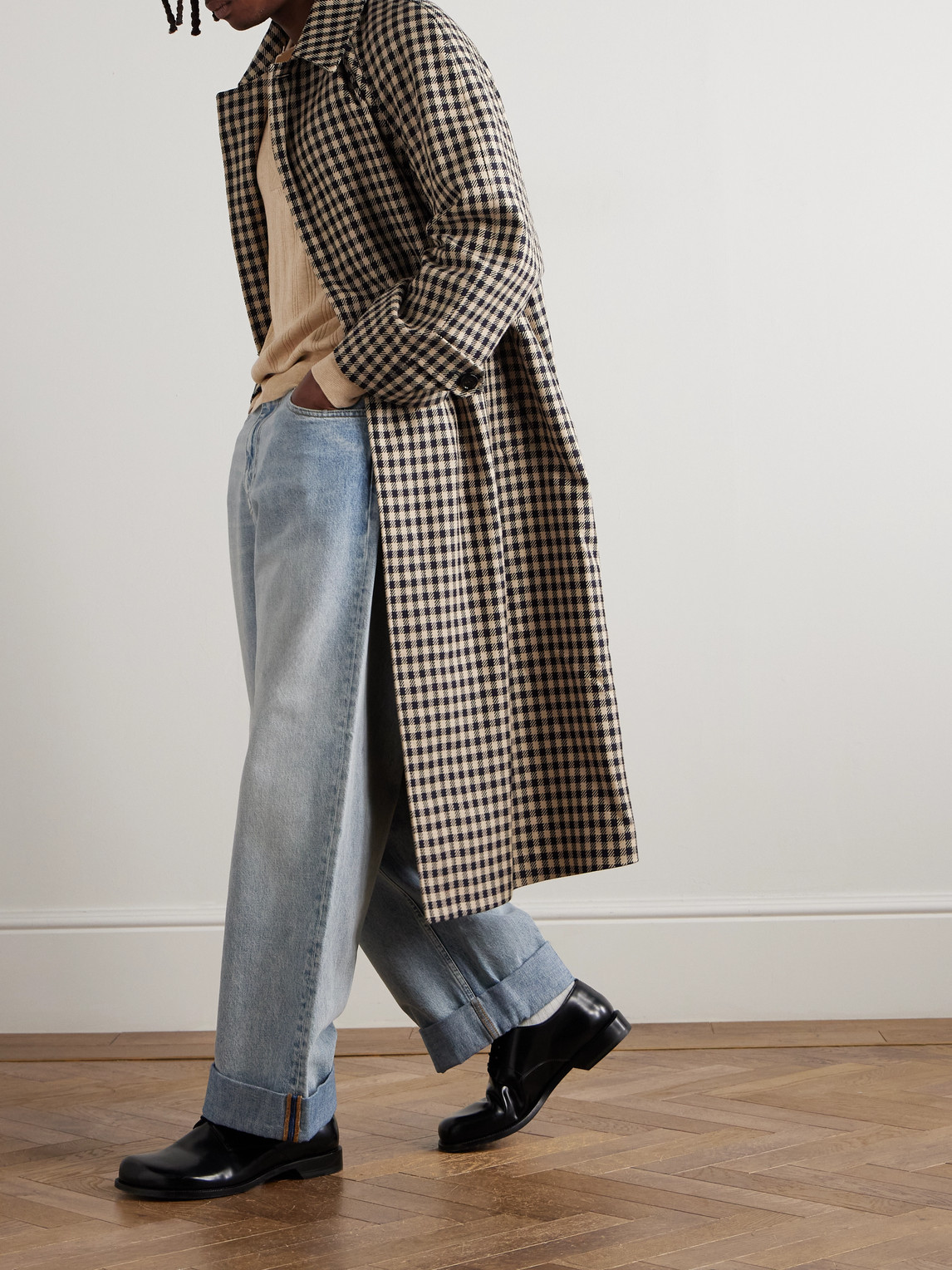 Valentino Gingham Cotton And Wool-blend Coat In Pink