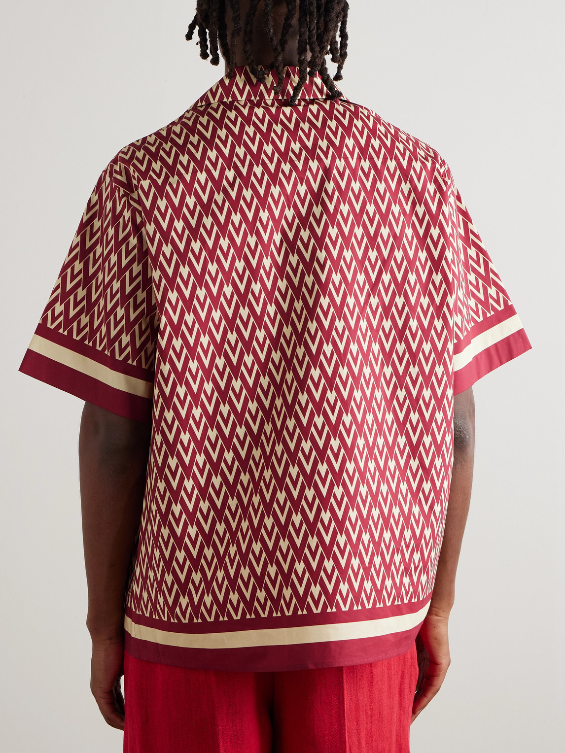Valentino Camp-collar Printed Cotton-twill Shirt In Pink