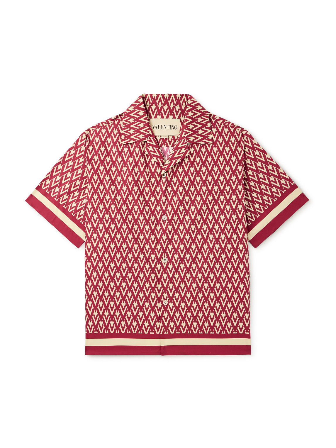 Valentino Camp-collar Printed Cotton-twill Shirt In Pink