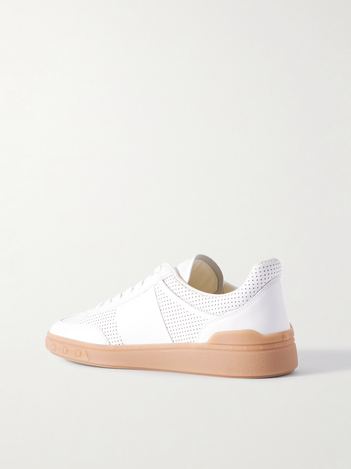 Valentino Garavani Perforated Calf Nappa Leather Sneakers In White