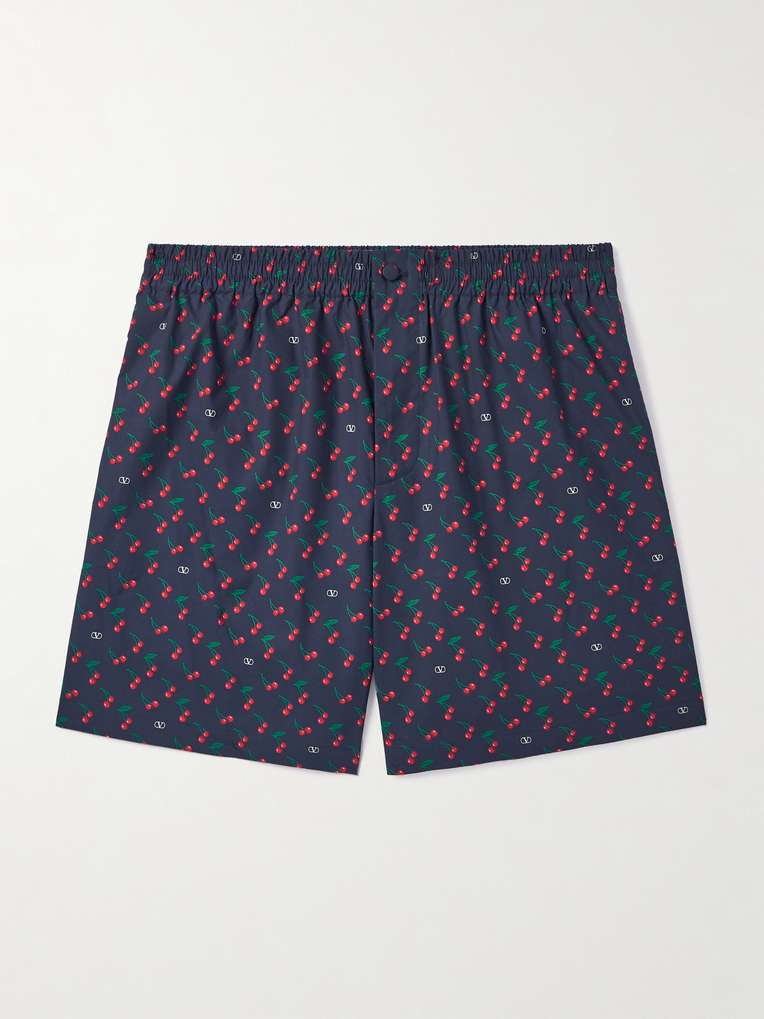 Valentino Garavani — Straight-Leg Printed Cotton-Poplin Bermuda Shorts