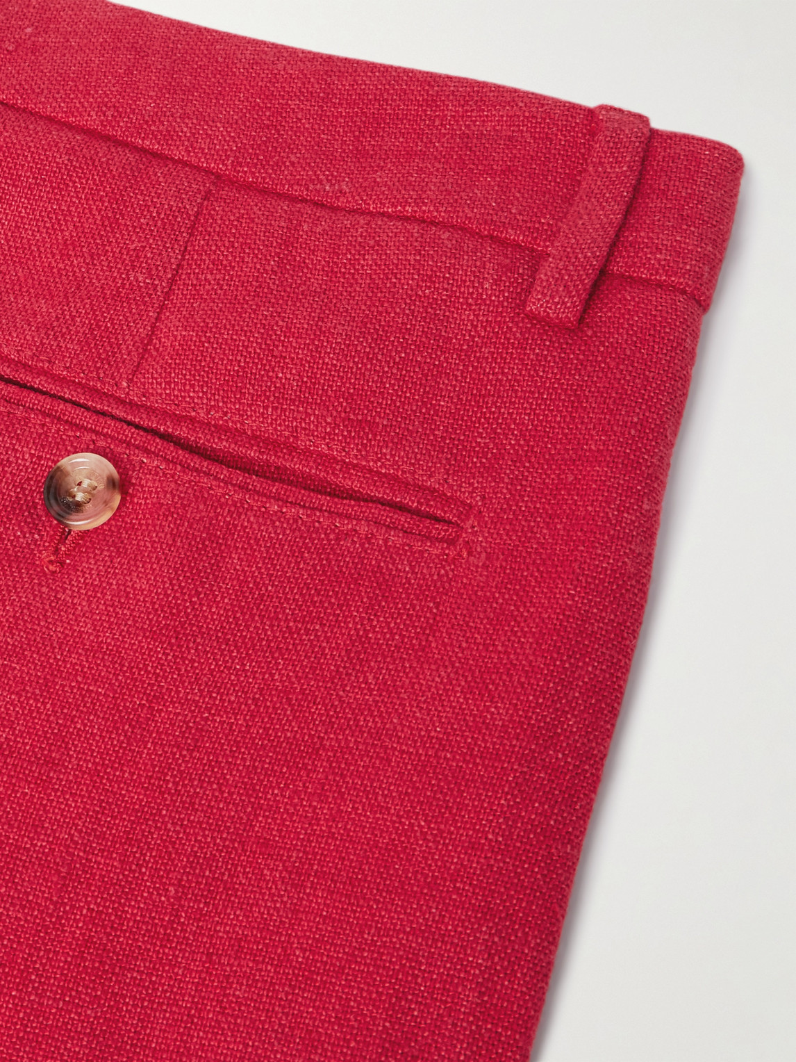 Valentino Straight-leg Pleated Linen Bermuda Shorts In Red