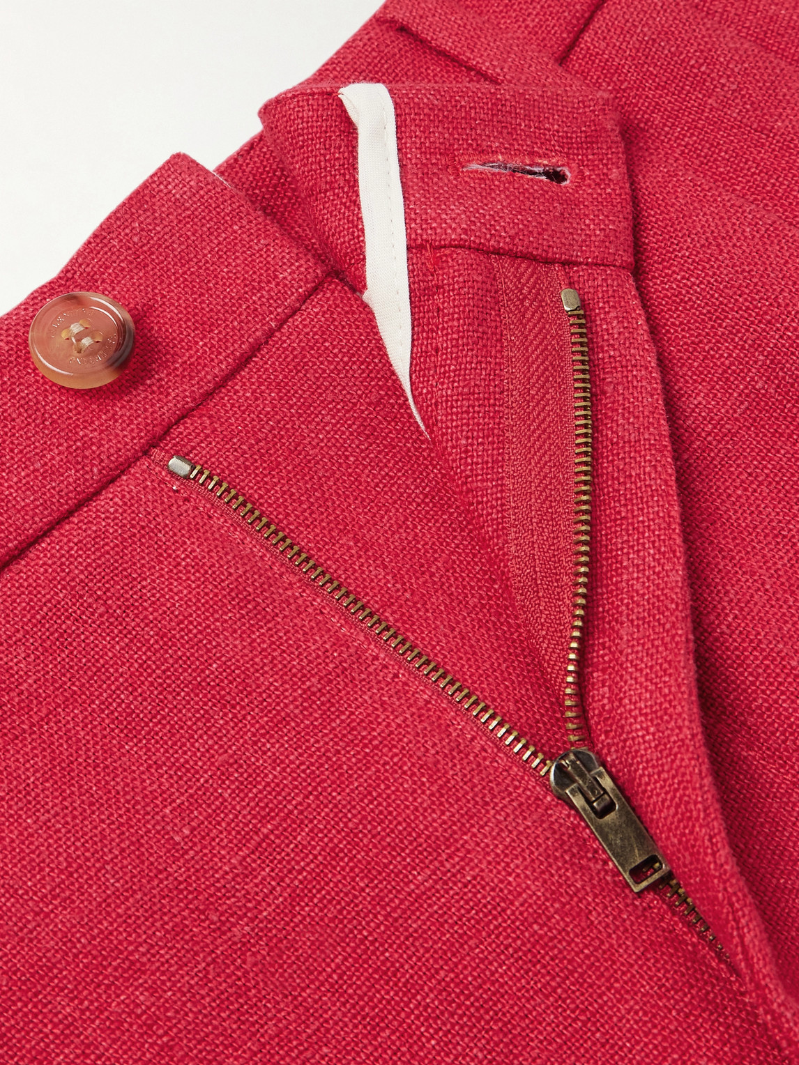 Valentino Straight-leg Pleated Linen Bermuda Shorts In Red
