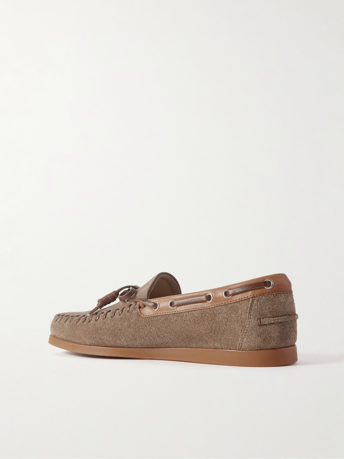 Valentino Palm Avenue Suede And Leather Loafers In Brown