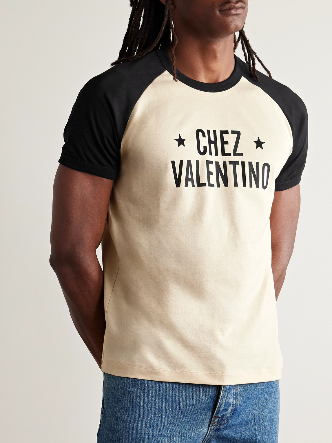 Valentino Sleeve Contrast Graphic Print Crew Neck