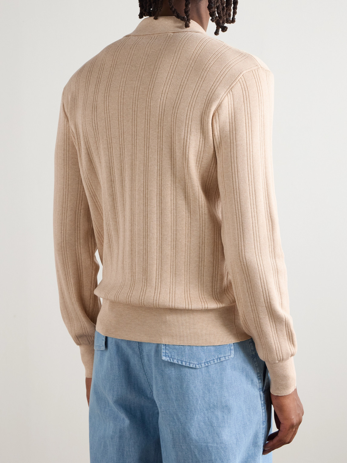 Valentino Garavani Fine-knit Polo Jumper In Neutral