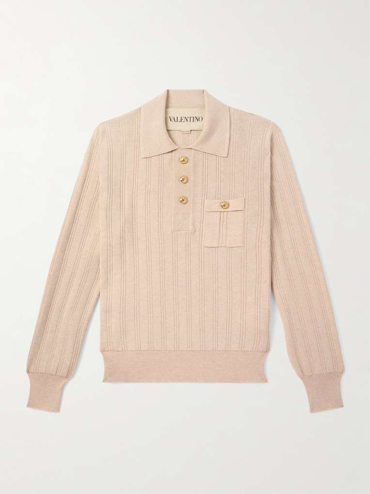 Valentino Garavani — Ribbed Cotton Polo Shirt