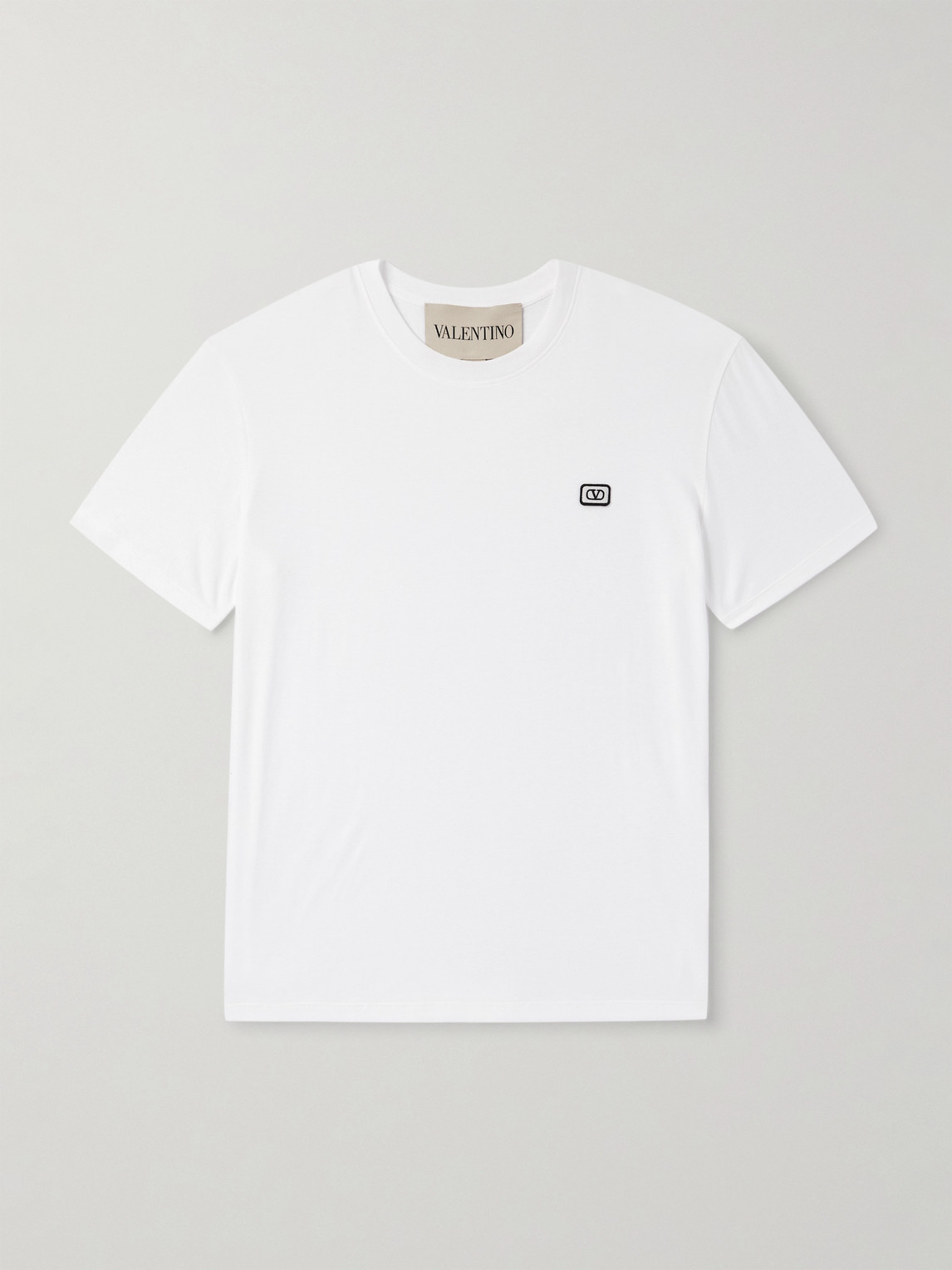 Valentino Garavani Mens White Vlogo Brand-embroidered Cotton-jersey T-shirt