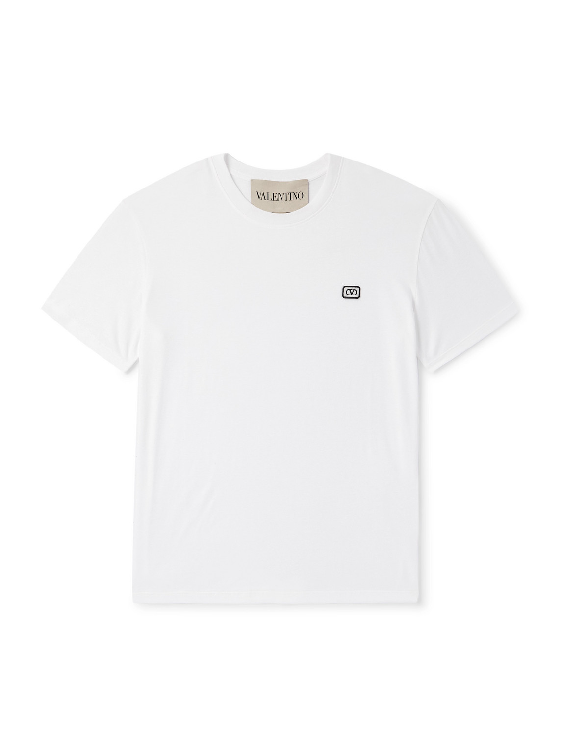 Valentino Logo-appliquéd Cotton-jersey T-shirt In White