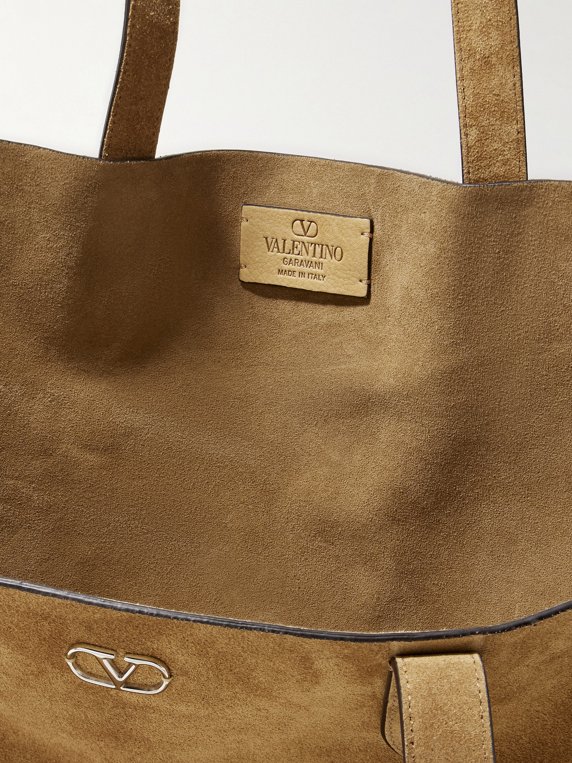 Valentino Nellcôte Large Embellished Suede Tote Bag In Brown