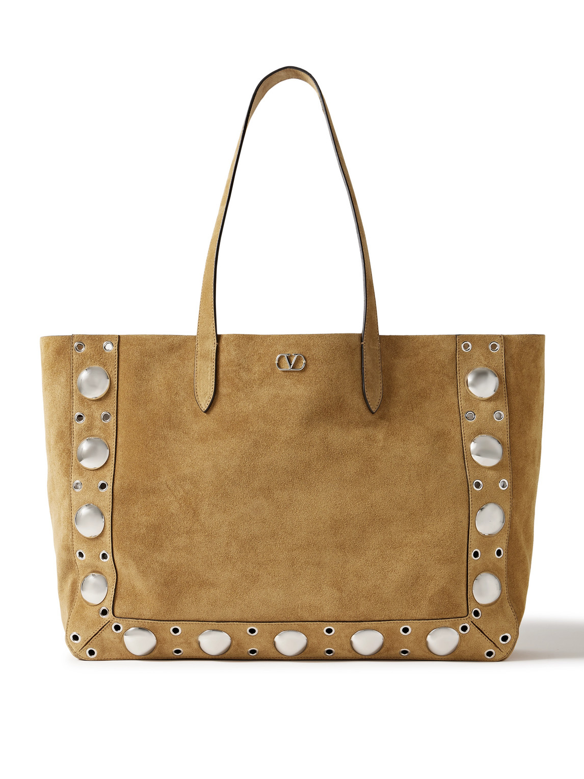 Valentino Garavani Nellcôte Large Embellished Suede Tote Bag In Brown